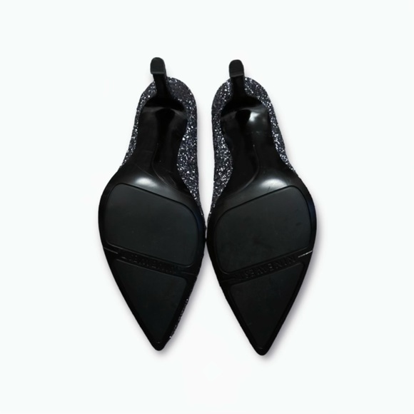 Womens Nine West Chrome/Silver Sequin Glitter Pointed Toe Stiletto Heel Pumps - Picture 2 of 8